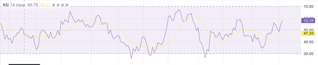 An example of how the RSI indicator looks like